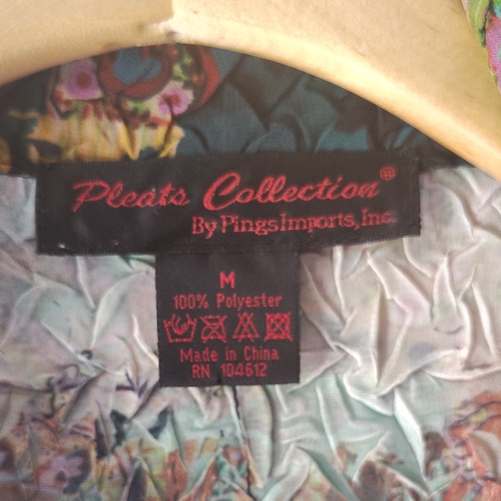 Pleats Collection Vintage Lagenlook By Pings Imports Button-Up Blouse Medium - Picture 2 of 7